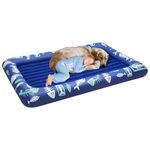 EQURROY Toddler Inflatable Travel Bed: Portable Toddler Inflatable Travel Bed - Built-in Smooth Plush Kids Inflatable Matress is Perfect for Traveling, Camping and Home（Blue）