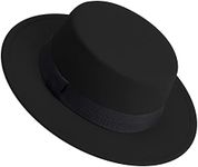 Classic Fedora Hat Flat Top Hat Felt Pork Pie Hat Wide Brim Church Derby Cap for Women and Men Black