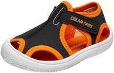 DREAM PAIRS Boys Sea-k Closed Toe Summer Sandals Water Shoes Grey Neon Orange Size 11 Little Kid
