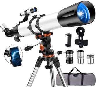 Uonol Telescope for Adults High Powered 90mm Aperture 800mm (32X-240X), Refractor Telescopes for Astronomy Beginners with AZ Mount Tripod, Phone Adapter, Carry Bag (80090white)