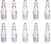 Canadian Tool and Supply (10-Pack) Chrome Plated Steel Air Tool Plugs/Quick Connects/M-Style, 1/4-Inch Male NPT Thread MNPT (10PC14MNPTP)