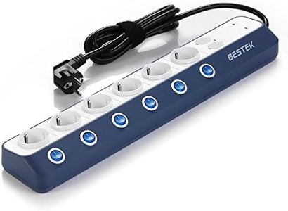 BESTEK Multiprise Parafoudre et Surtension Multiprises Electrique avec 4 Ports USB,Bloc Multiprise 6 Prises avec Interrupteur Individuel de Lumière Bleu,3600W [Version Améliorée]