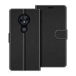 COODIO Phone Case For Motorola Moto G7 Play, Magnetic Flip Leather Case For Motorola Moto G7 Play Wallet Case, Black