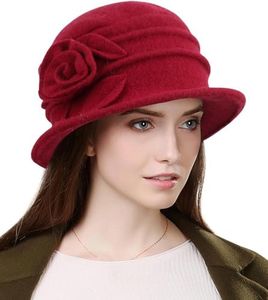 Wantonfy Berretto da Donna in Lana Elegante Beanie Hat Secchio Feltro Cappello Benna Cloche Berretto