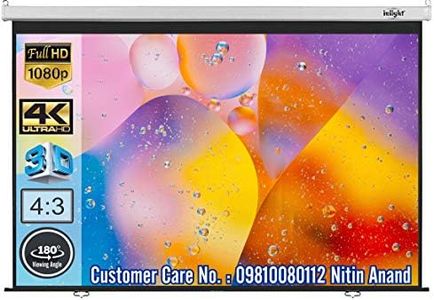 Inlight Wall Type Pull Down Spring Action Projector Screen, Size: - 6 Ft. x 4 Ft. 4:3 Aspect Ratio, 84 Inches Diagonal, with Ultra HD-3D-4K Ready Technology, No Autolock/Instalock Mechanism(White)