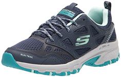 Skechers Women's Hillcrest Pure Escapade Walking Shoe, Navy Leather/Mesh/Turquoise Trim, 5 UK