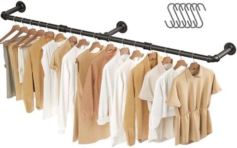 Greenstell Wall Mounted Garment Rack, 73.5" Hanging Clothes Rail, Space-Saving Heavy Duty Garment Bar, Multi-Function Wall Mounted Tidy Rack for Bedroom, Living room, Kitchen (1 pack)