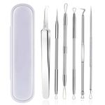 6 Pcs Blackhead Remover Tools,Blackhead Extractor,Pimple Popper Popping Tool Kit for Blackhead, Whitehead, Acne, Zit, Comdone, Pores, Fat Granules, Blemishs on Nose, Face & Ear