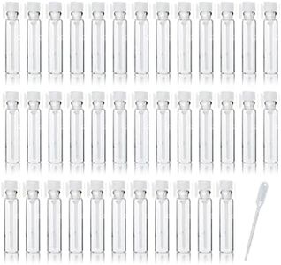 JJKMALL- 100PCS 1ml 1/4 Dram Empty Glass Perfume Sample Bottle Vials with 3ml 1pcs Droppers Samplers for Essential Oils Aromatherapy caps with