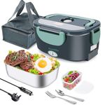 Dosevita Electric Lunch Box, 80W Heated Lunch Box 1.5L, 12V/24V/230V Portable Food Warmer for Adults, Leakproof Stainless Steel Lunch Heater with Insulated Bag & Cutlery for Car, Truck, Office & Home