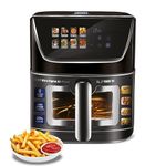 KENT Ultra Digital Air Fryer 5L | 1500W | Bake, Grill & Roast | Up to 80% Less Oil Usage |8 Preset Menu|Rapid Heat Circulation |Digital Display & Touch Control Panel |Glass Window with in built Light