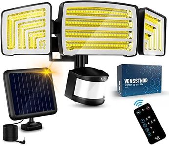 VENSSTNOR Solar Motion Sensor Flood Lights Outdoor - 4000LM 4 Lighting Modes, 72FT Sensing Distance, Split 3000mAh Solar Panel, IP65 Waterproof Security Lights with Remote for Porch Yard Patio Garage