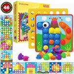 AMOSTING Color Matching Mosaic Pegboard Early Learning Educational Toys for Boys and Girls