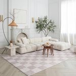 Rug Branch Eclipse 8'x10' (Exact Size: 7'7" x 10'10") Checkered Indoor Area Rug, Beige Brown - Living Room, Bedroom, Dining Room, and Office