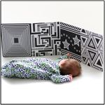 My Little Learner Supersized Black and White Baby Book - High Contrast Baby Sensory Fold-Out Board for Newborn Sensory Toys - Thick Stand Up Board - Black and White Baby Toys 0-6 Months & Older