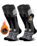 Niorasen Merino Wool Ski Socks Men, Thermal Knee-High Socks for Winter, Full Cushion Thick Socks, Skiing, Snowboarding, Outdoor Sports, Hunting, Hiking, Black 2 Pairs, UK 9-15