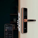 QUBO Smart Door Lock Ultra from Hero Group | 6-Way Unlocking | 5 Bolts | Fingerprint | Remote Unlocking via OTP | PIN | Access Card | Mobile App | Mechanical Key | 2 Years Brand Warranty | (Copper)