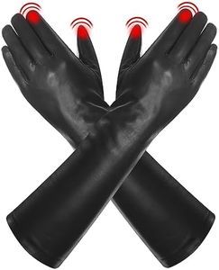 Harssidanzar Long Leather Gloves Womens,Women's Elbow Long Opera Vintage Genuine Leather Gloves GL014, Black(touchscreen,upgrade), X-Small