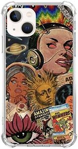 Jaexzpoe Vintage Aesthetics Collage Case Compatible with iPhone 13，Retro Pattern Slim Shockproof TPU Bumper Anti-Scratch Protective Cover for 13