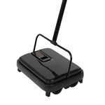 Eyliden Carpet Floor Sweeper Hand Push Automatic Compact Broom 4 Corner Edge Brushes Black