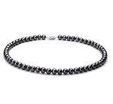 Black 6-7mm AA Quality Freshwater 925 Sterling Silver Cultured Pearl Necklace-36 in Opera length