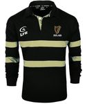 Malham USA Harp Ireland Longsleeve Striped Rugby Polo Shirt (Medium) Black