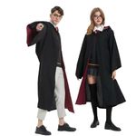 Laahoem Magician Robe Witch Wizard Cloak Four Magical College Hooded Cape Teens Men Women Halloween Role Cosplay Outfit Red M