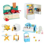 TAKIHON Dollhouse Furniture Set,Dollhouse Bathroom/Kitchen/Fridge/Washing Machine Laundry Set for Kids,Doll House Miniature Accessories,Educational Pretend Play Toys for Toddler,Boys,Girls