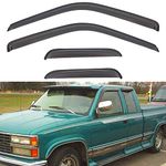 LQQDP Set of 4 Front+Rear Smoke Sun/Rain Guard Outside Mount Tape-On Acrylic Window Visors compatible with 88-00 C10 C1500/C2500/C3500/K1500/K2500/K3500 Pickup Extended Cab with Half Size Rear Doors