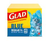 Glad Blue Recycling Bags - regular 74 litres - 40 Trash Bags 40 count, Made in Canada of Global Components