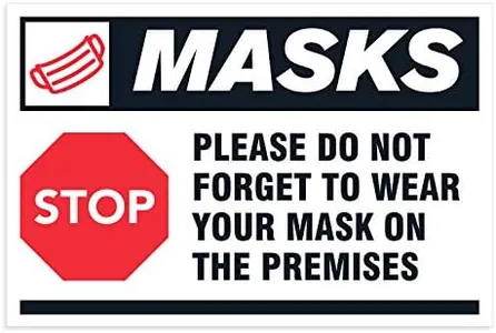 Mask Required STOP Sign - PPE Safety & Hygiene Notice with Information and Practices, Install Ready (18"W x 12"H)