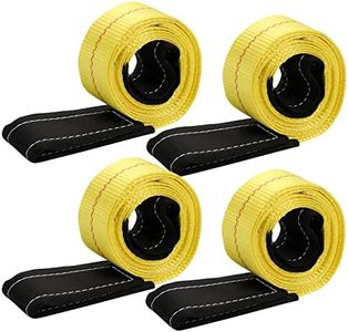 TOPZEA 4 Pack Lift Sling Straps, 6 Ft x 2 Inch Heavy Duty Lifting Rigging Strap Nylon Flat Tow Rope with End Loop, Tree Saver Recovery Securing Strap Web Sling Winch Strap for Trailer, Constructions
