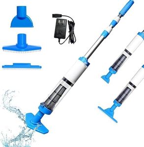 3 in 1 Cordless Rechargeable Swimming Pool Vacuum Head, Telescopic Pole Handheld Pool Cleaner for Spas, Inground Pool, Above Ground Pool and Hot Tubs, Cleaning Sand and Debris (Black)
