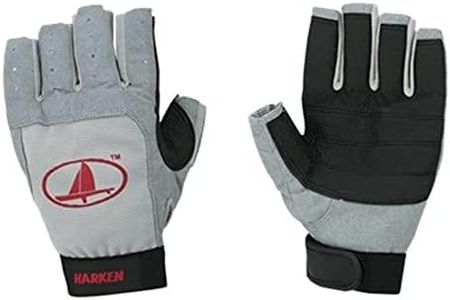 Harken Sport Classic 3/4 Finger Glove, Grey/Black/Red, Large