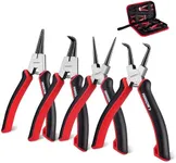 ARROW Snap Ring Pliers Set, 4-Piece Heavy Duty 7-Inch Internal/External Circlip Pliers with Straight & Bent Jaws, CR-V Steel, Spring-Loaded Precision C-Clip Removal Tool with Storage Pouch