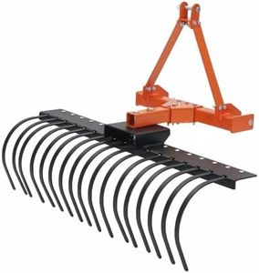 50 in Landscape Rake,3 Point Hitch Tractor Rake Category-0 Cat-1 Tractor with 360 Degree Rotation,Replaceable Spring Steel Tines, Quick Mount for Clearing Brush, Raking Arenas, Soil Preparation