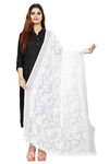 AvniNAnvi Women's Chiffon Nazmeen with Embroidery Full Work Design Ethnic Dupatta (White, Free Size)