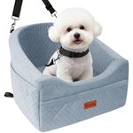 Vivifying Dog Car Seat, Memory Foam Car Dog Seat for Small Up to 10KG, Dog Booster Seat Detachable and Washable, Height Elevated with Storage Pockets (Grey)