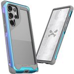 Ghostek Atomic Slim Galaxy S24 Ultra Case with Shockproof Iridescent Aluminum Bumper, Clear Back and Wireless Charging Compatible Phone Cover Designed for 2024 Samsung S24 Ultra (6.8") (Prismatic)