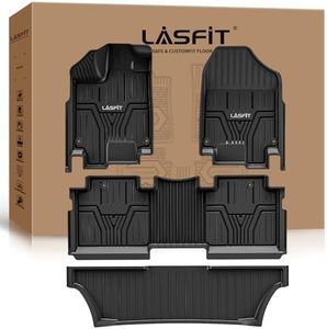 LASFIT Floor Mats Fit for Honda Odyssey 2025 2024 2023 2022 2021 2020 2019 2018 Mini Passenger Van, All Weather TPE Car Liners,1st & 2nd & 3rd Row, Black