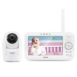 VTech VM5262 5" Color LCD Digital Video Baby Monitor with Long Range, 360 Degree Pan & Tilt Camera, Automatic Night Vision, Temperature Sensor