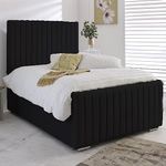 Bespoke Jessica Bed Single/Small Double/Double/King/Super King Plush Velvet Fabric Upholstered (Black, 4ft6 - Double | Frame Only)