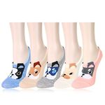 Benefeet Sox Funny No Show Socks Womens Novelty Cat Dog Socks Girl Cute Animal Pattern Low Cut Socks Non Slip Christmas Gifts, Dog-blue,khaki,grey,pink,creamy White, One Size