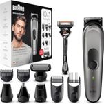 Braun 10-in-1 All-in-one Trimmer 7 MGK7221, Beard Trimmer for Men, Hair Clipper and Body Groomer with 8 Attachments, Charging Stand and AutoSensing Technology, Dark Grey, UK Two Pin Plug