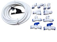 GREDIA 3/8" inch Quick Connect Water Purifiers Tube Fittings for RO Water Reverse Osmosis System (Ball Valve+L+Y+I+T Type) + PVC Pipe Tube Hose Cutter + 5 Meters/16 Feet Tubing Pipe (White)