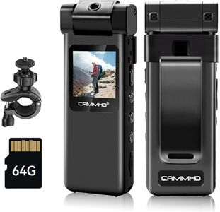 CAMMHD 64GB Mini Body Cam with 180° Rotating Lens, HD 1080P Body Camera Wearable with Rear Clip, Night Vision, Motion Detection and 1.3 Inch Colour Screen, Bodycam for Outdoor Sports Cycling Police