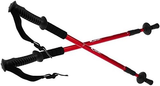 Anti-Shock Walking Trekking Poles Hiking Sticks Adjustable Aluminium - Red