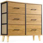 Nicehill Dresser for Bedroom with 6 Drawers, Storage Drawer Organizer, Wide Chest of Drawers for Closet, Clothes, Kids, Baby, Living Room, TV Stand with Storage Drawers, Wooden Top