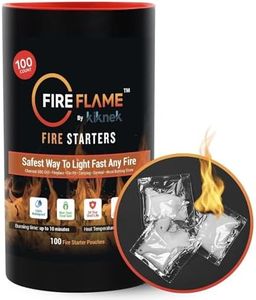 Fireflame Quick Instant Fire Starter - 100% Waterproof All-Purpose Indoor & Outdoor Firestarter, for Charcoal Starter, Campfire, Fireplace, BBQ - Odorless and Non-Toxic - 100 Pouches in Canister