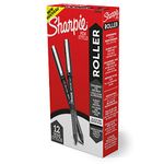 SHARPIE Black Roller Ball Pen |Smudge Proof Ideal for Regular Office Usage |Stationery Items | Needle Point (0.5mm) |Pack of 12